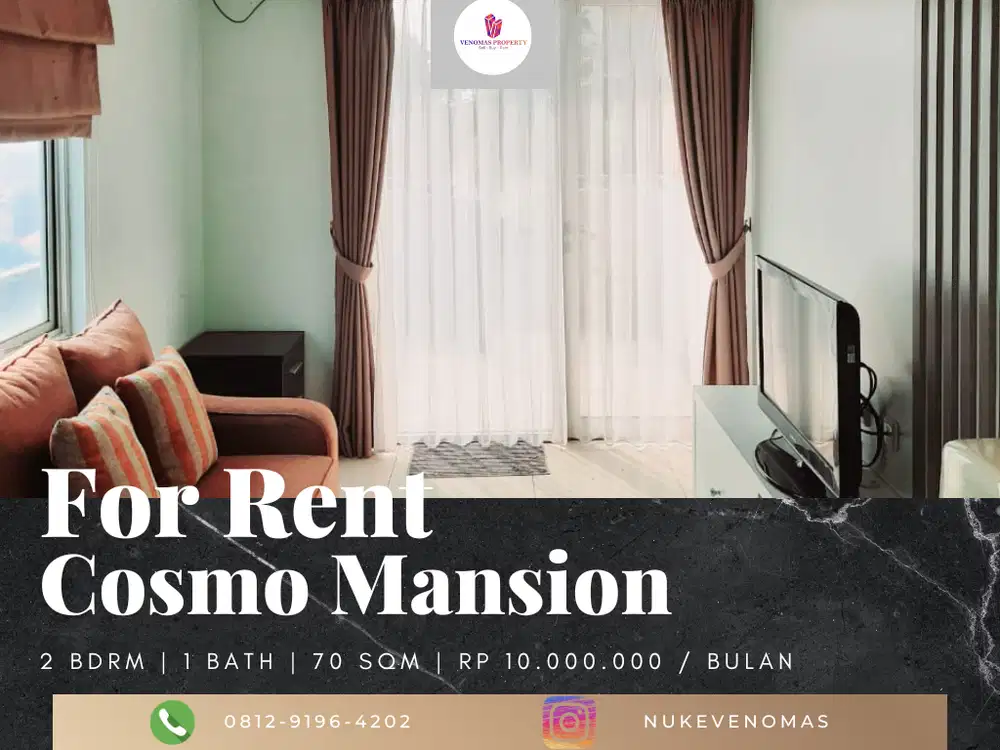 Disewakan Apartement Cosmo Mansion 2BR Full Furnished Lantai Rendah