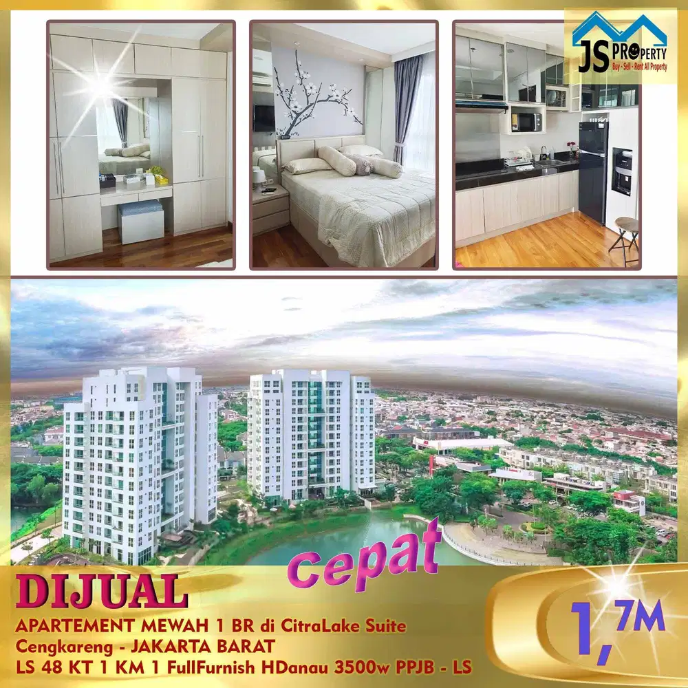 DIJUAL APARTEMENT MEWAH 1 BR di CitraLake Suite Citra6 Cengkareng - LS