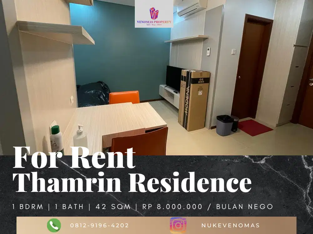 Disewakan Apartement Thamrin Residence 1BR Lantai Rendah Furnished