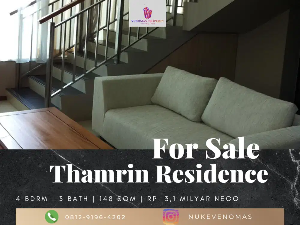 Dijual Apartement Thamrin Residence Type Loft 2 Lantai 3 BR+1 Furnish