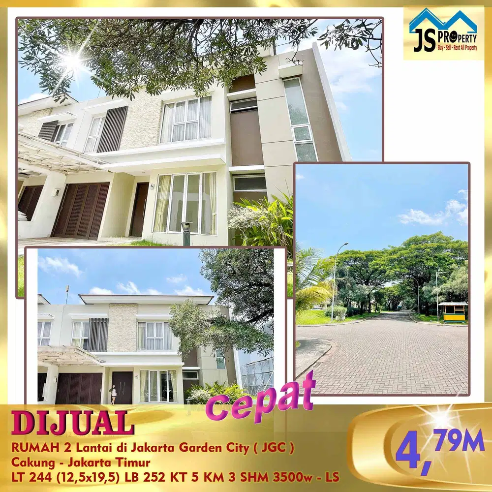 DIJUAL RUMAH 2 Lantai di Jakarta Garden City ( JGC ) Cakung JakTim -LS