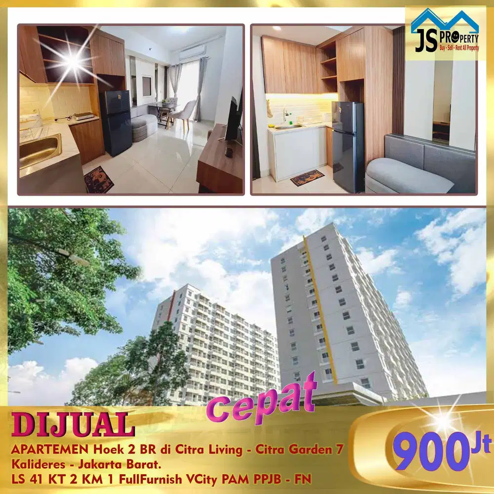 DIJUAL  APARTEMEN Hoek 2 BR di Citra Living Citra Garden 7 JakBar - FN