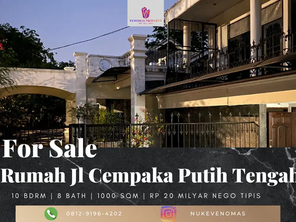 Dijual Rumah Jl Cempaka Putih Tengah 10BR 2 Lantai