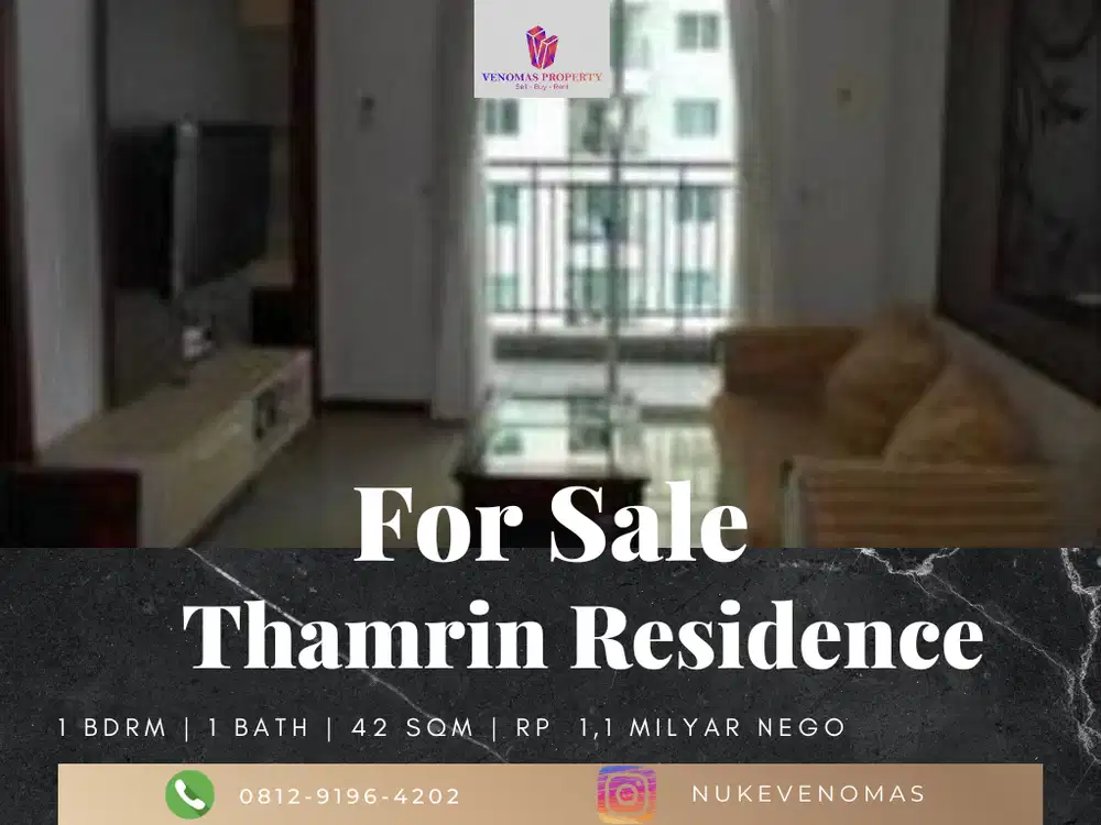 Dijual Apartement Thamrin Residence 1 Bedroom Furnished Tower A