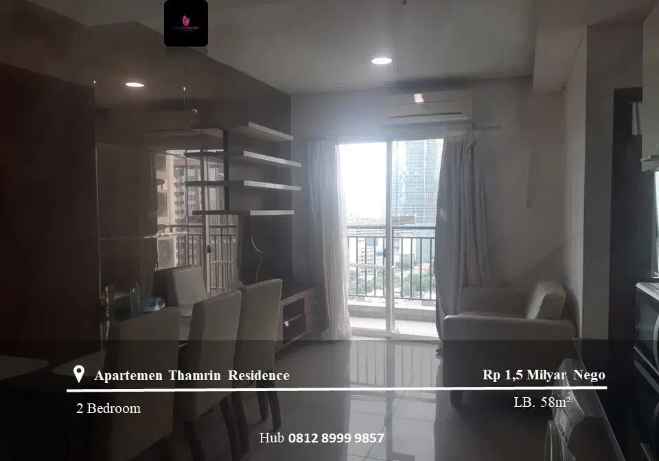 Dijual Apartement Thamrin Residence Middle Floor 2BR Full Furnished
