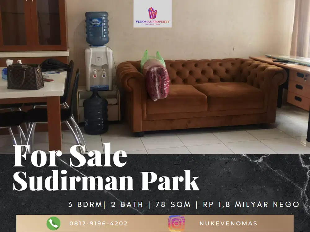 Dijual Apartement Sudirman Park 3BR Full Furnished View Jalan Taman