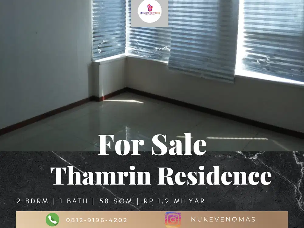 Dijual Apartement Thamrin Residence 2 BR Unfurnished Bagus