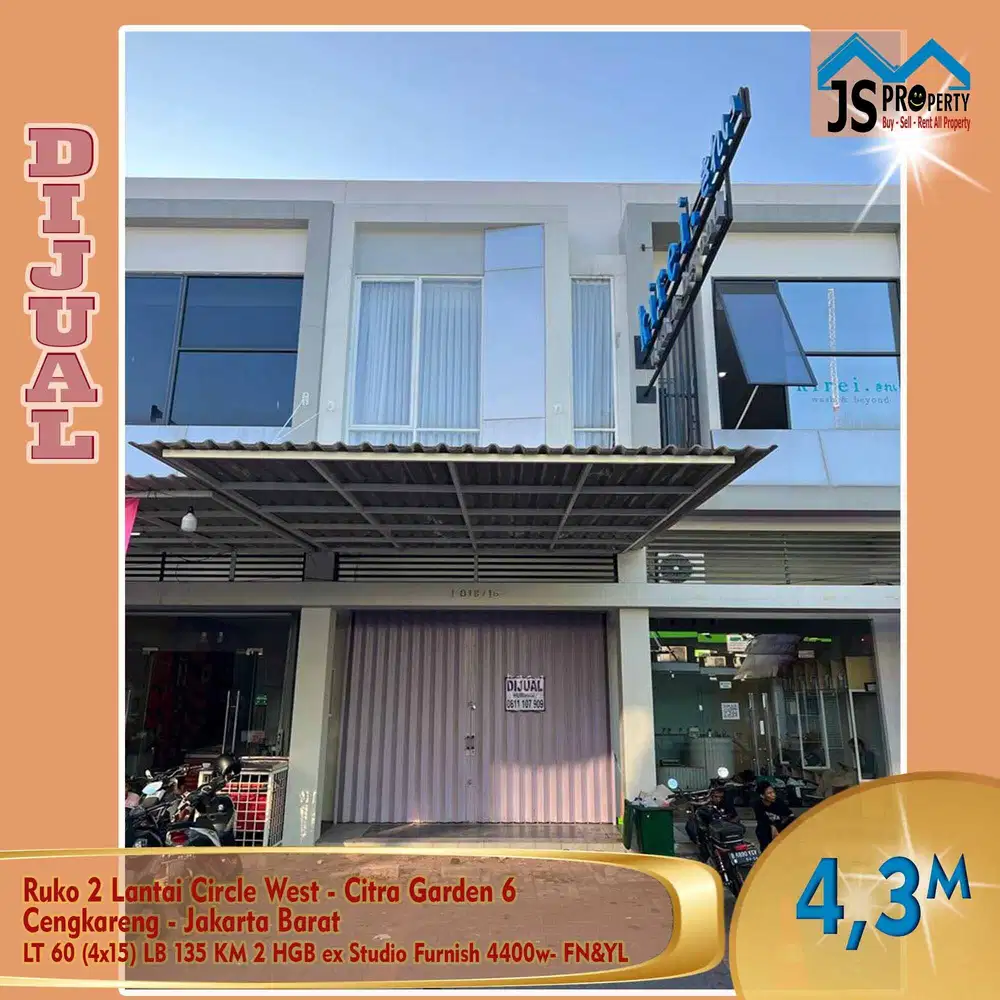 DIJUAL Ruko 2 Lantai ex Studio  Circle West - Citra Garden 6  Cengkareng
