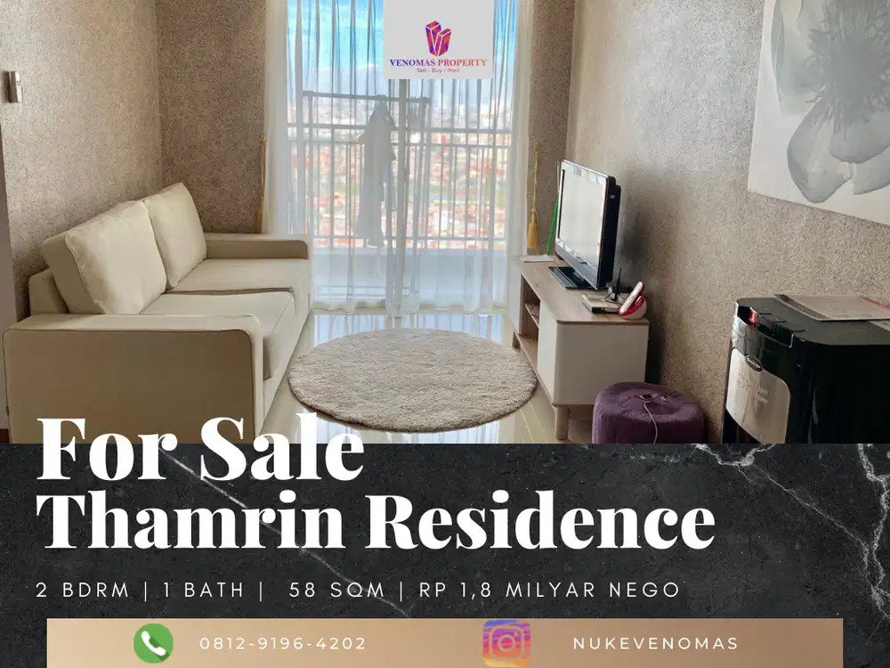 Dijual Apartement Thamrin Residence 2BR Tower B Fully Furnished