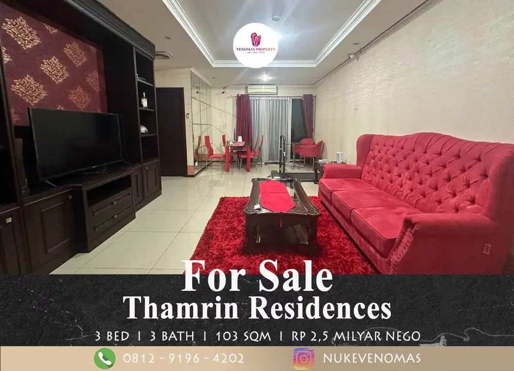 Jual Apartemen Thamrin Residence 3 Bedroom Lantai Sedang