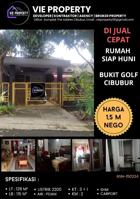 DIJUAL CEPAT NEGO SAMPE DEAL   Rumah di Bukit Golf Cibubur