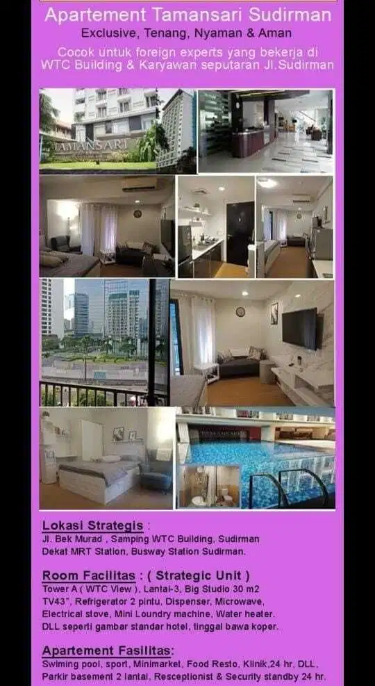 Di Sewakan Apartement Di Pusat Perkantoran