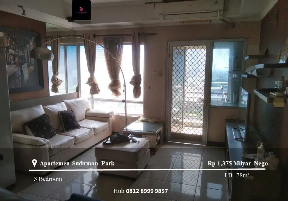 Dijual Apartement Sudirman Park Low Floor 3BR Full Furnished View City