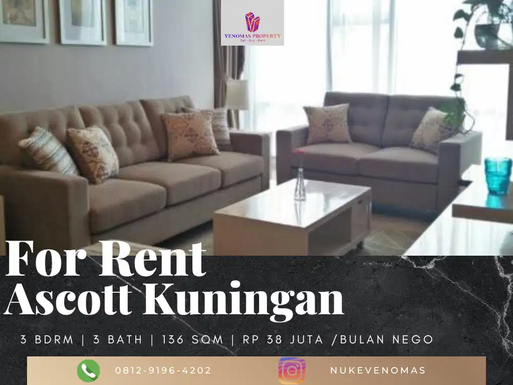 Disewakan Apartment Ascott Kuningan 2BR+1 Full Furnished