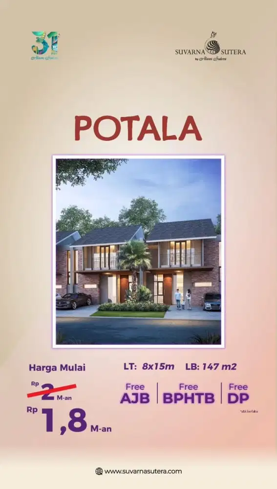 Rumah Cluster Potala Promo Dan Diskon Suvarna Sutera Cikupa