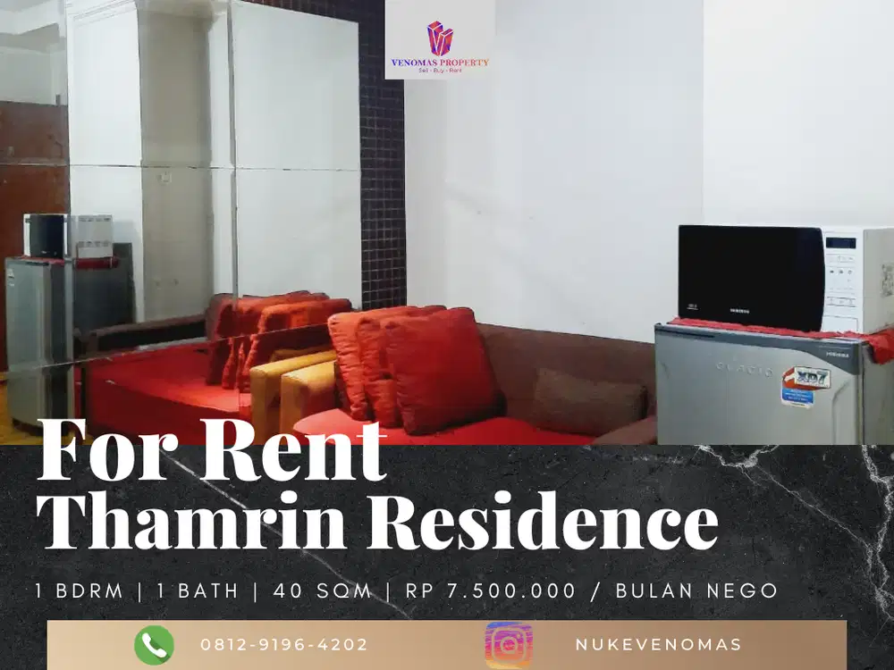 Disewakan Apartement Thamrin Residence 1BR Furnished Middle Floor