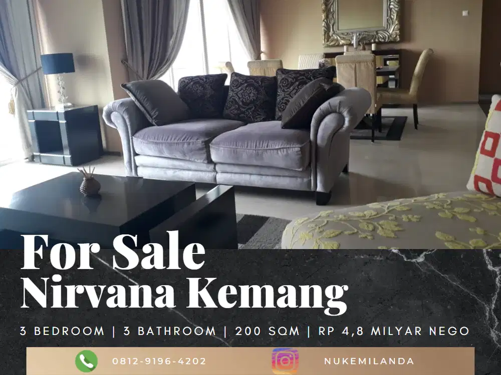 Dijual Apartement Nirvana Kemang 3 Bedroom Full Furnished