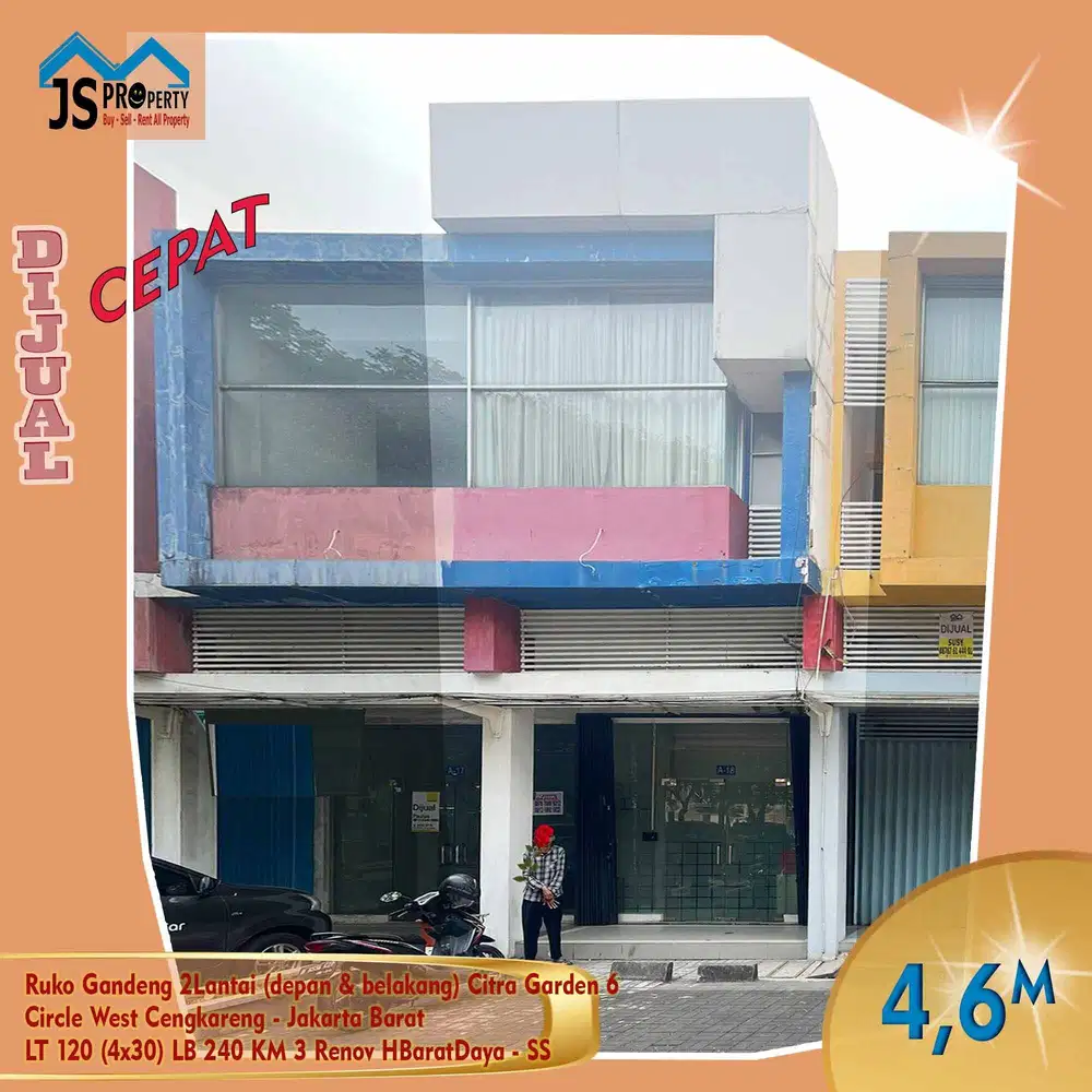 DIJUAL HARGA NEGO  Ruko Gandeng 2Lantai (depan & belakang) Citra Garden 6 - SS