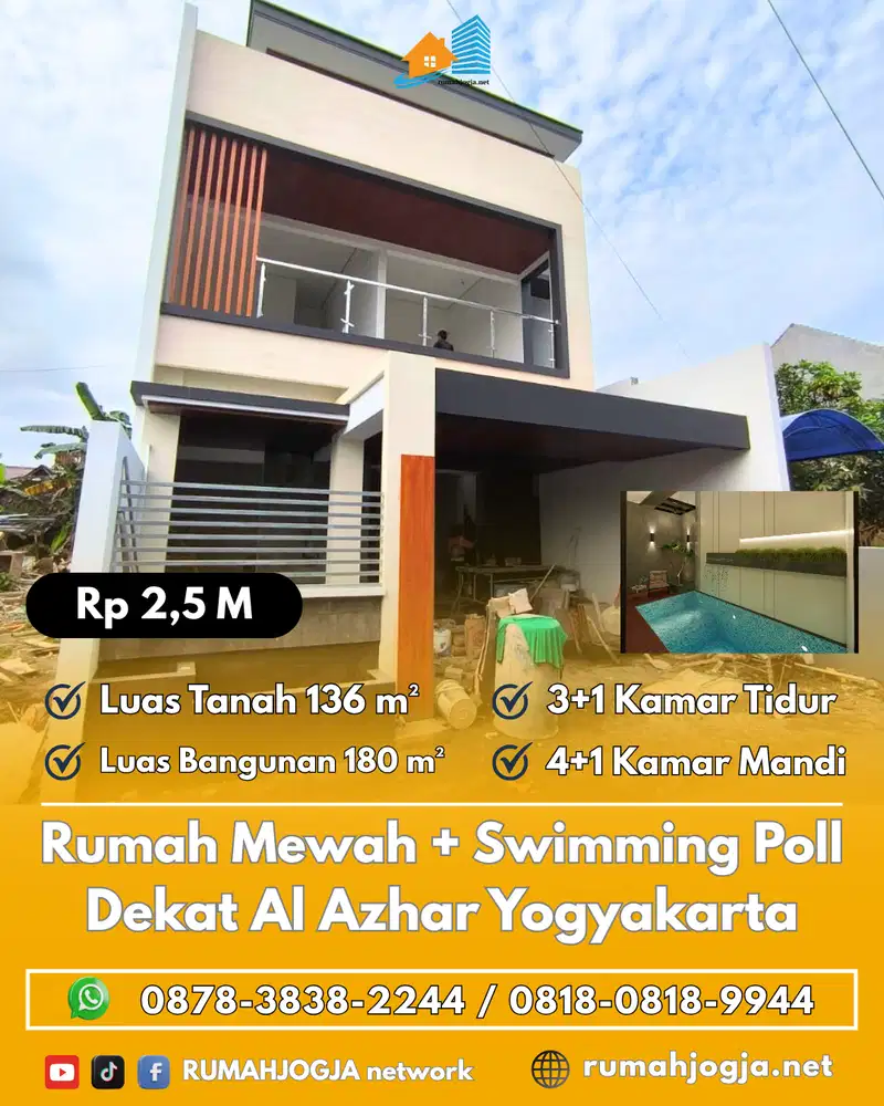 Rumah Mewah Dgn Kolam Renang Cantik dekat UGM dan Al Azhar Yogyakarta