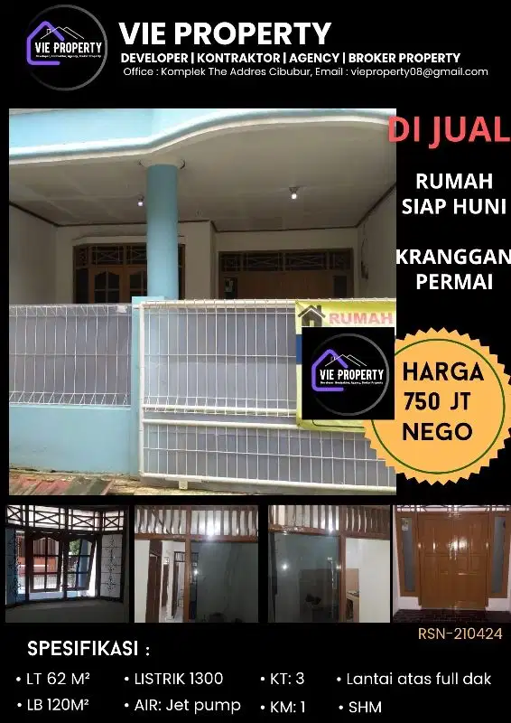 DIJUAL MURAH  NEGO SAMPE DEAL RUMAH DI KRANGGAN PERMAI