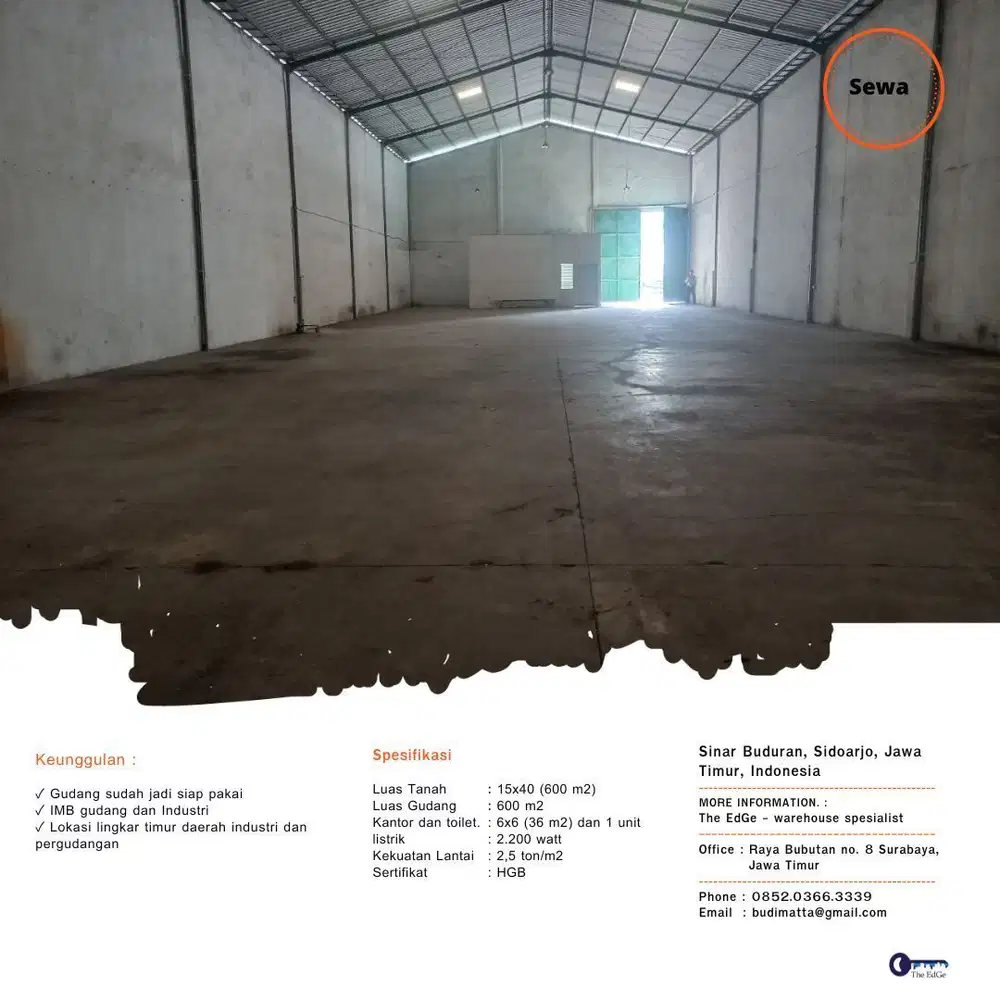 sewa gudang industri murah lingkar timur Sidoarjo