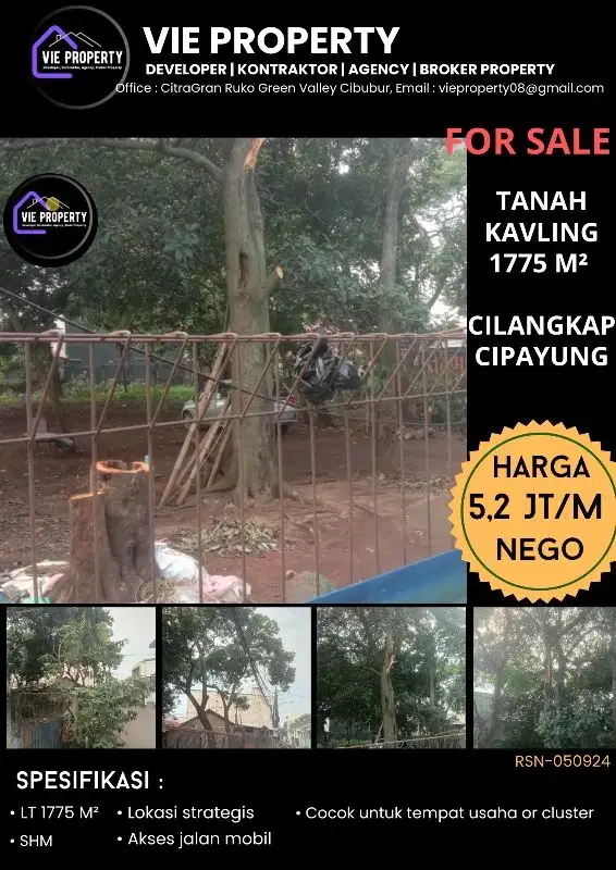DIJUAL TANAH, DI LOKASI STRATEGIS CILANGKAP JAKTIM
