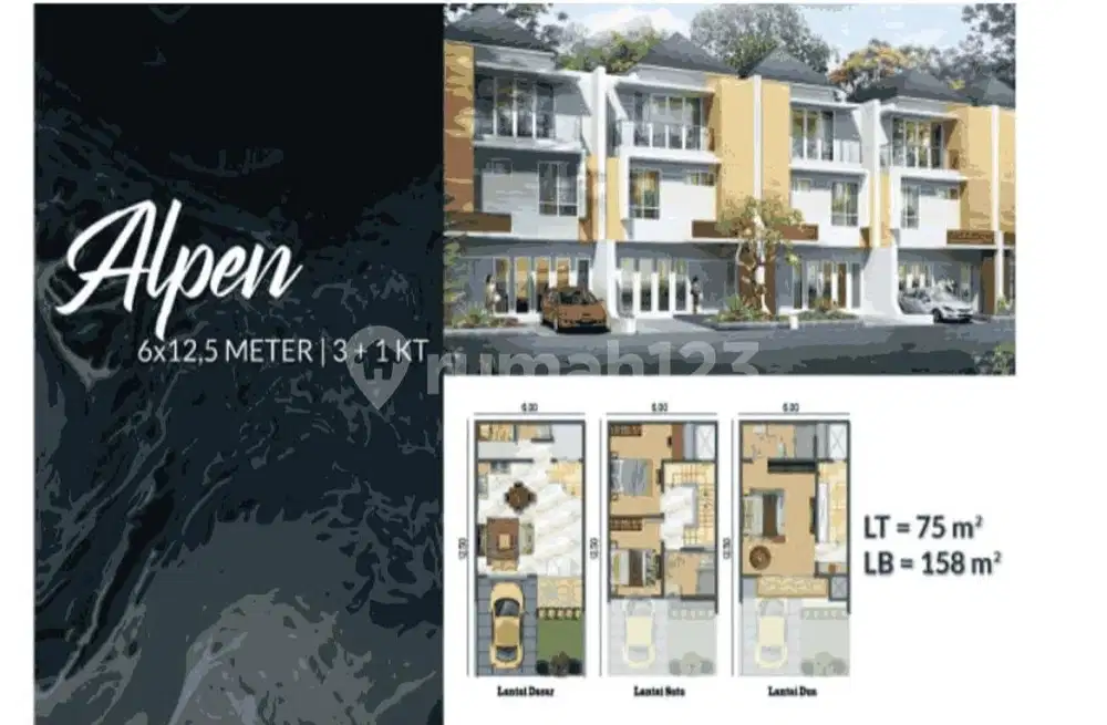 Dijual Rumah Cluster Piano Uk 6x12,5 3 Lantai di Golf Island