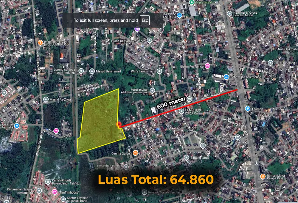 DIJUAL TANAH 6,4 HEKTAR BUKIT BARU PALEMBANG – Calling All Developers