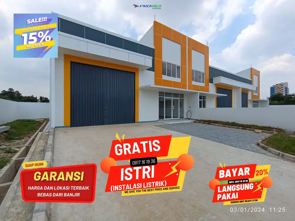 SIB Gudang Pabrik Kawasan Industri Jababeka Cikarang Siap Usaha Rapi