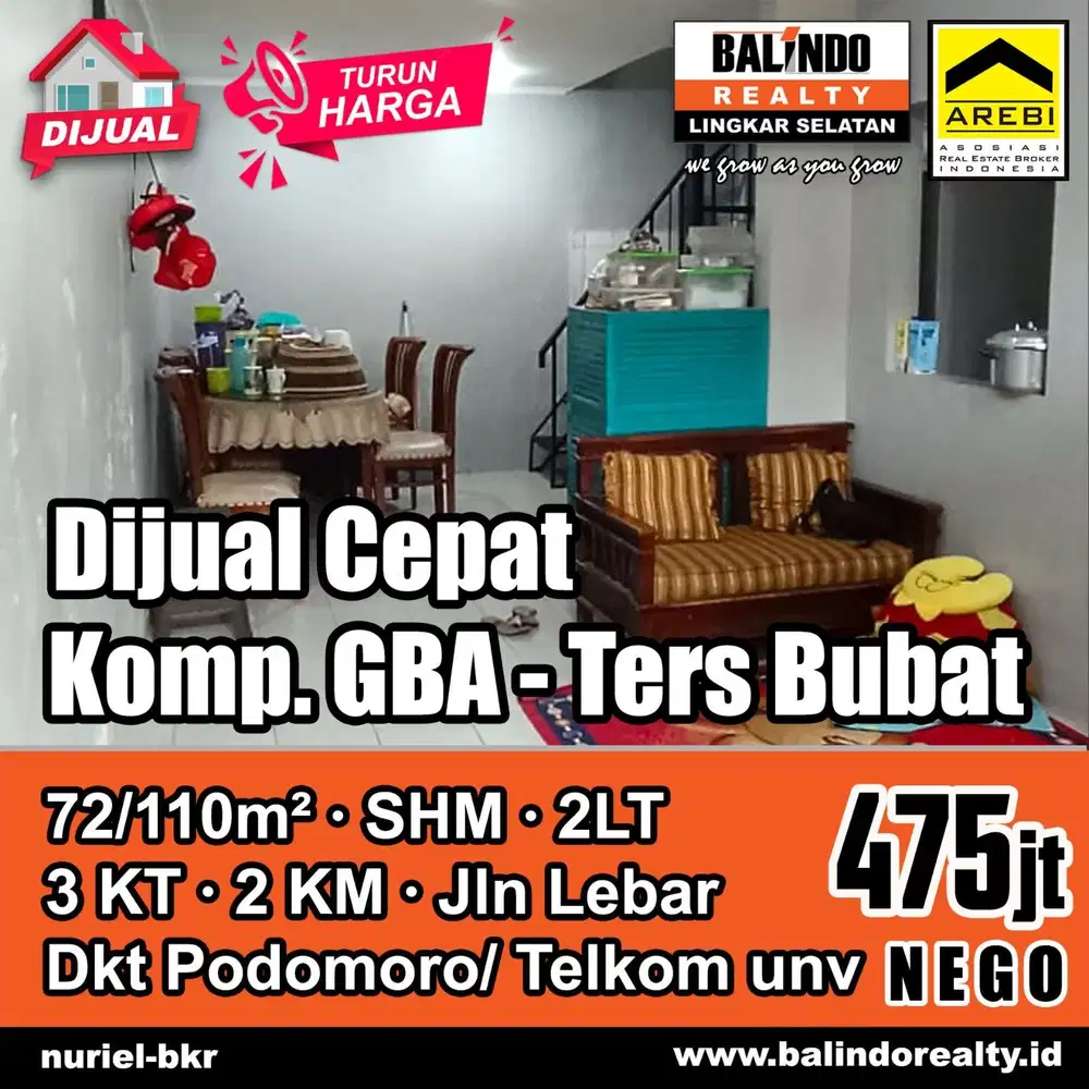 Komplek GBA - Buahbatu Bandung, Dekat Telkom University, Siap Huni