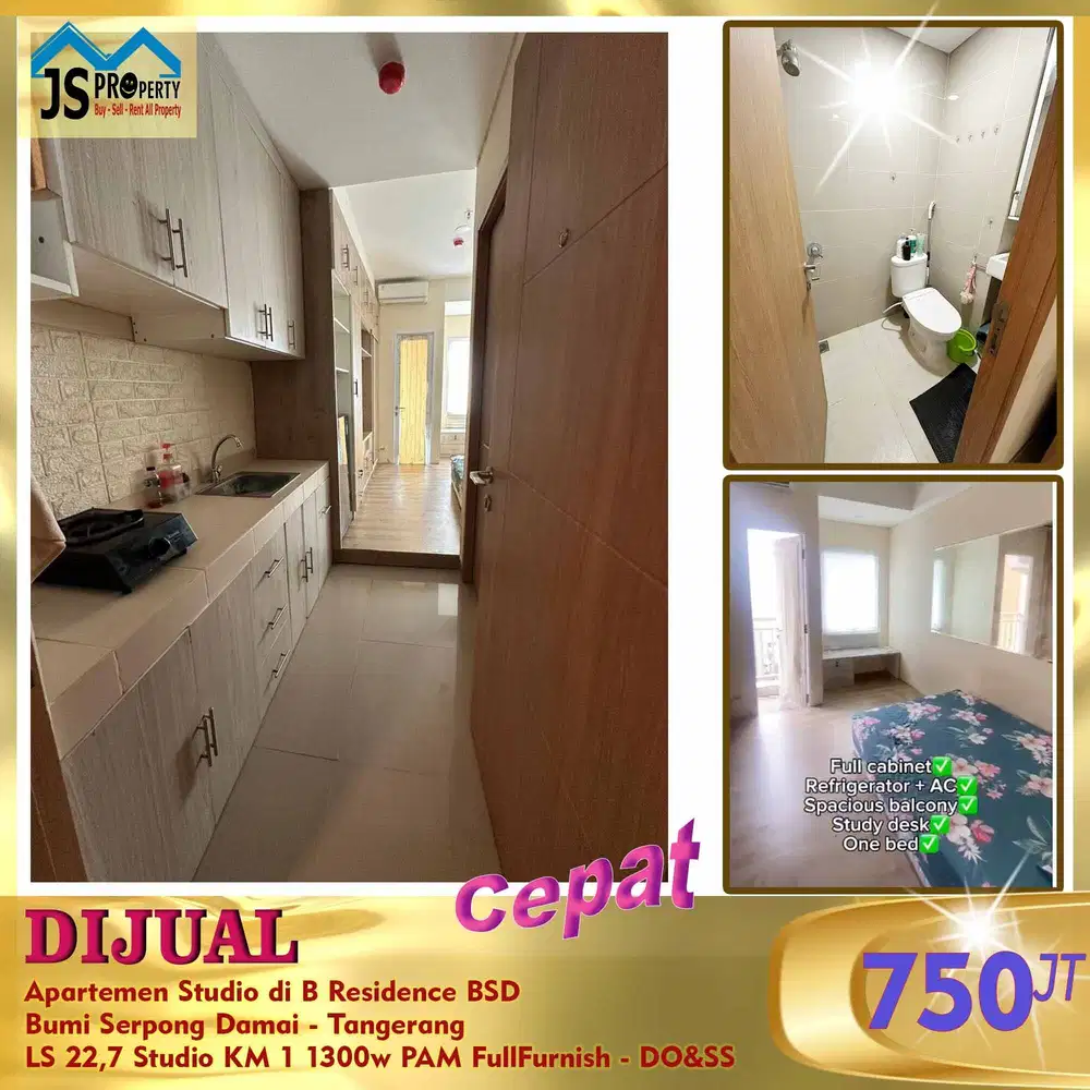 DIJUAL MURAH SAMPAI DEAL  Apartemen Studio B Residence BSD Tangerang