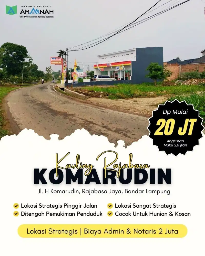 TANAH KAVLING RUKO DAN RUMAH DEKAT ALFAMART RAJABASA BISA CREDIT