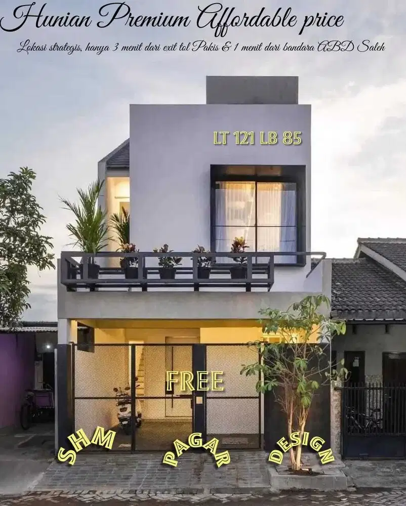 Rumah Premium Kawasan Bandara, 5 menit ke Pintu Exit Tol Pakis,0 Jalan