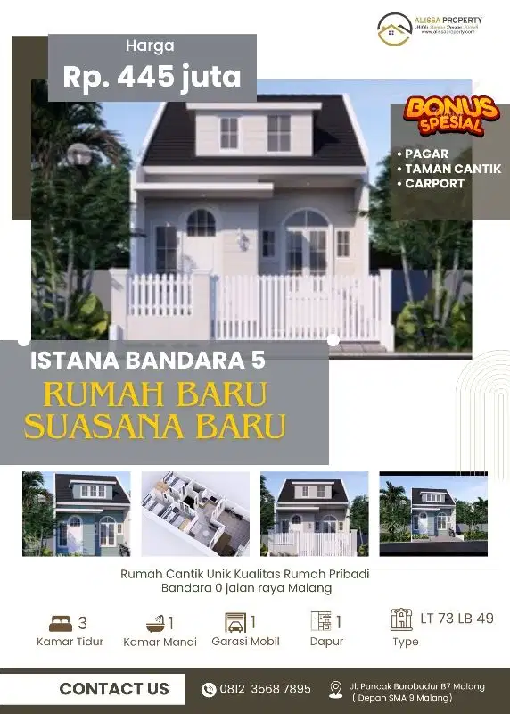 RUMAH CANTIK UNIK - 0 JALAN RAYA MALANG