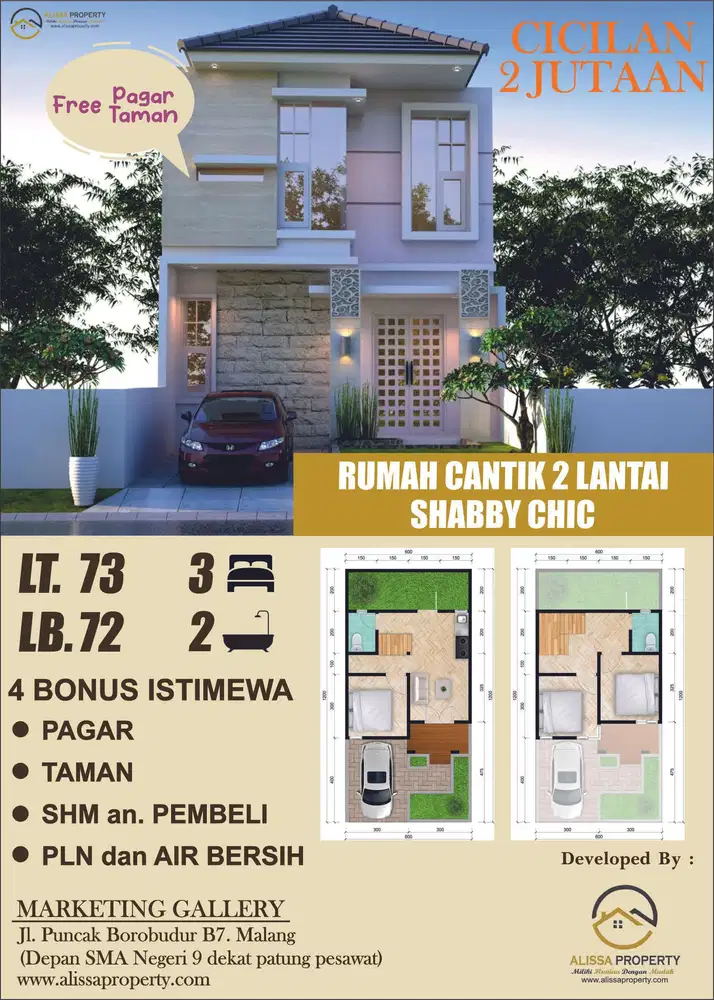 Rumah Shabbychic 2 Lantai Cicilan 2Jutaan 100m Dari Gerbang Bandara