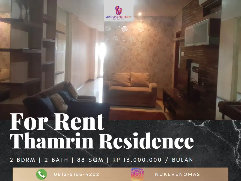 Disewakan Apartement Thamrin Residence Condohouse 2 BR Furnished