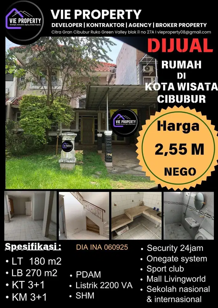 Dijual Rumah siap huni di kota wisata cibubur