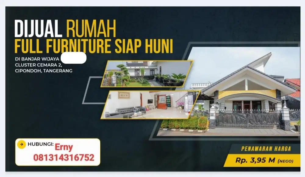 Di Jual Rumah Hoek Cluster Cemara 2, Banjar Wijaya, Kota Tangerang