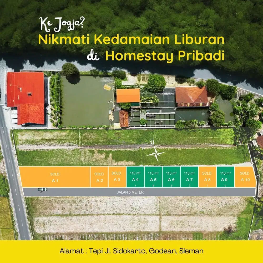 Tanah Godean Pinggir Jalan; Akses 2 Mobil Papasan