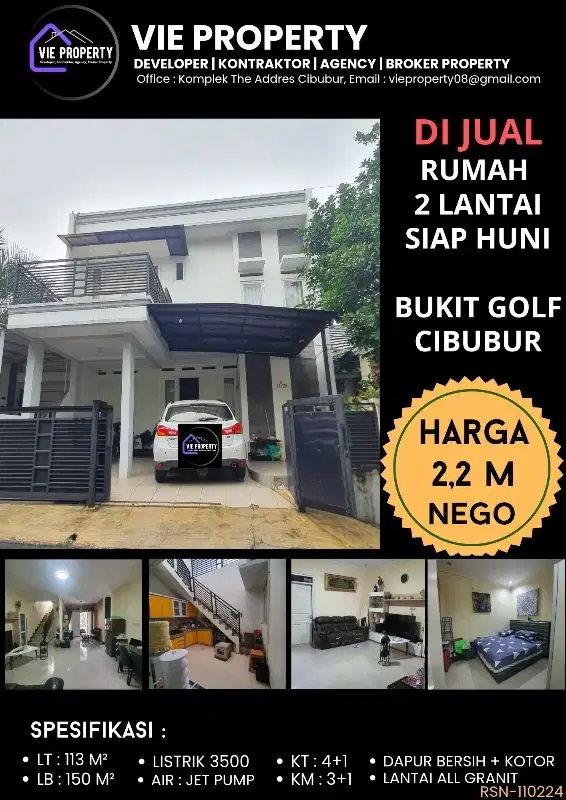 TURUN HARGA, Rumah siap huni di Bukit Golf Cibubur