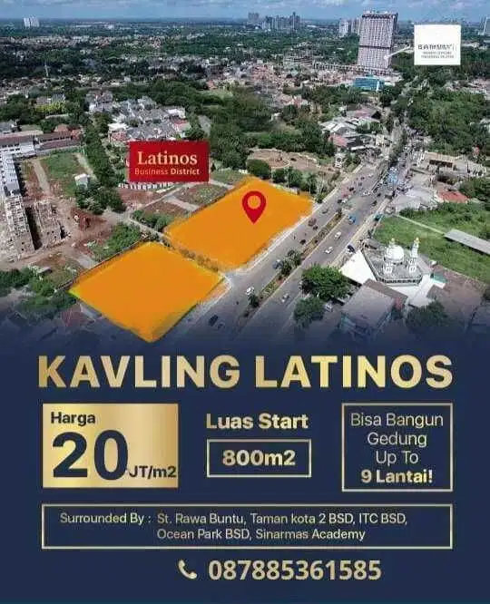 Dijual Kavling Komersial Latinos di Jln Raya Rawa Buntu, BSD City