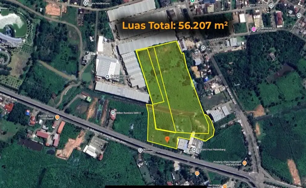 DIJUAL TANAH 5,6 HEKTAR ARAH BANDARA SMB II PALEMBANG