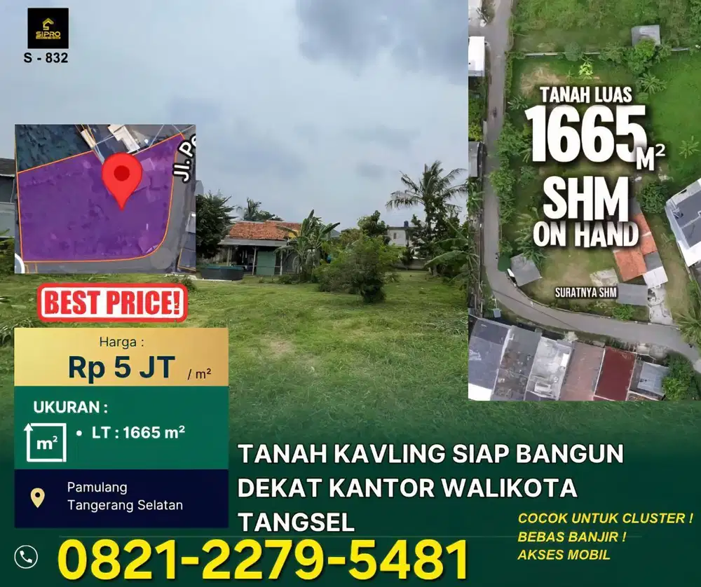 Dijual Tanah Strategis cocok untuk bangun cluster di pamulang