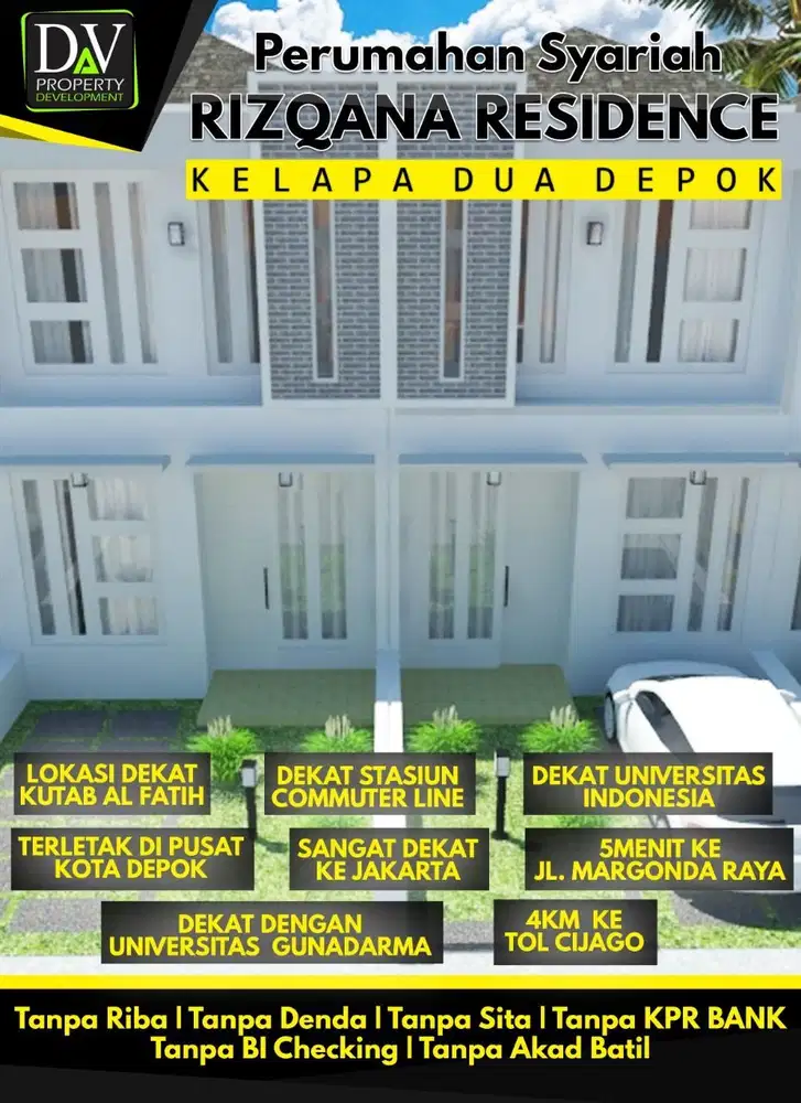 Rumah Syariah 2 Lantai Di Pusat Kota DEPOK 5 Menit Dari Univ Gunadarma