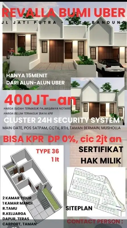 Rumah Baru TerMurah Ujungberung Kota Bandung 400jt'an
