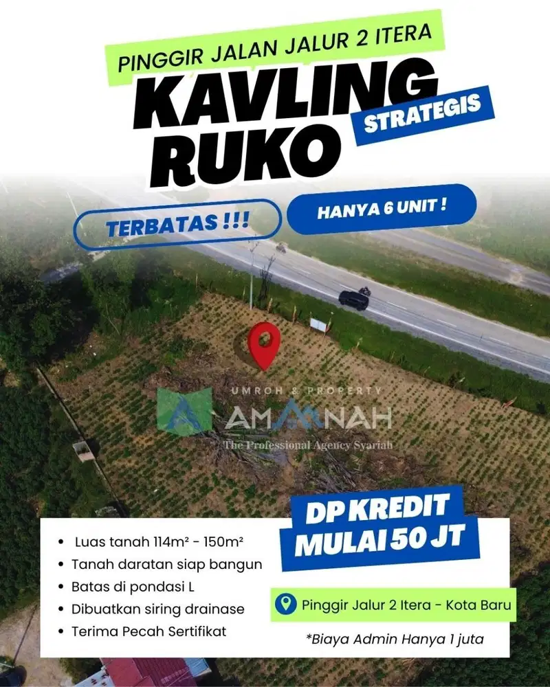 KAVLING RUKO PINGGIR JALUR 2 ITERA KOTABARU