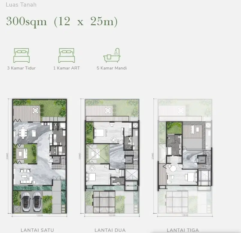 Dijual Rumah Mewah Golf Island Mozart 12x25 Tipe Lotus 3 Lantai