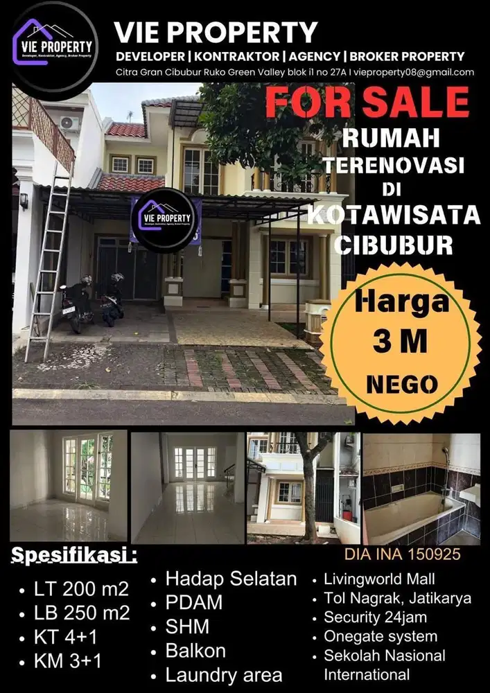 Rumah apik bersih siap huni di Kota Wisata Cibubur