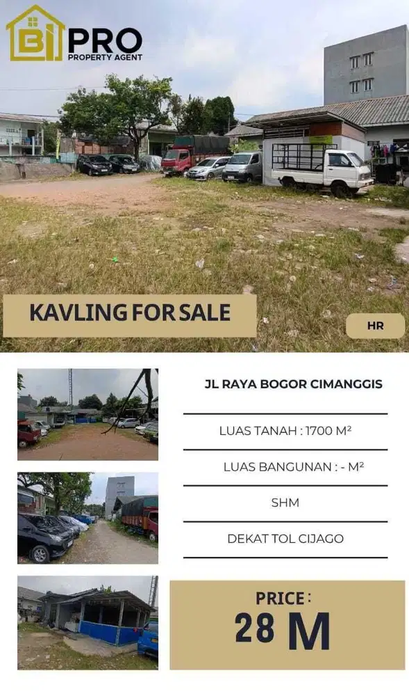 Jalan raya Bogor, Cimanggis, Depok, lahan tuk usaha, gudang, klinik,