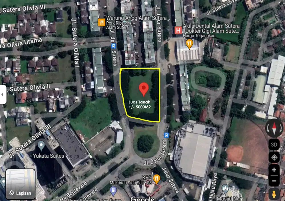 DIJUAL Kavling Commercial Prime Alam Sutera Tangerang